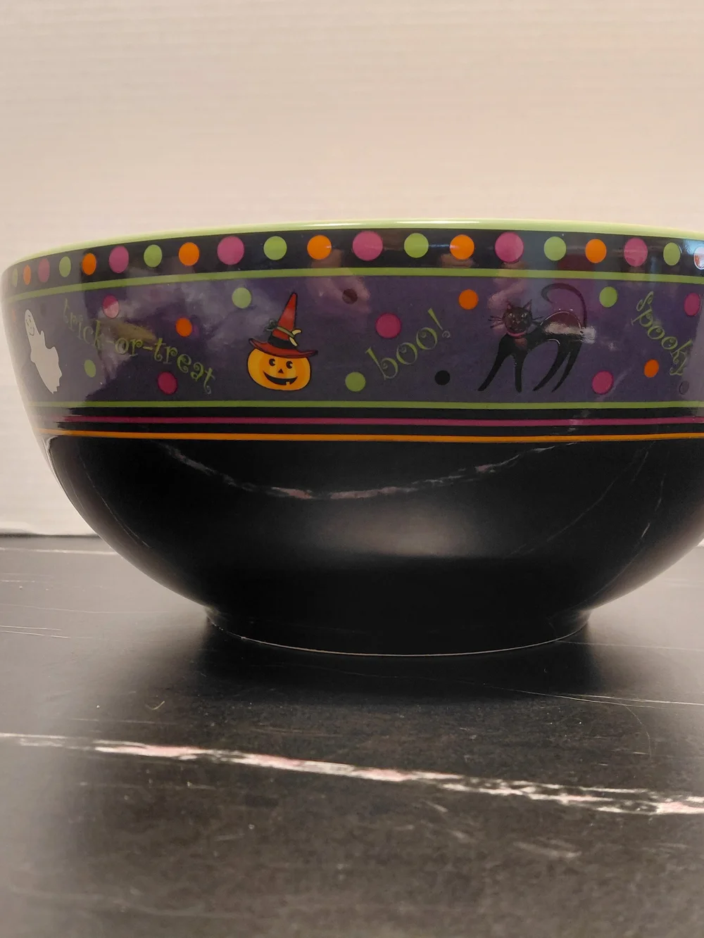 Longaberger Halloween Candy Bowl - Purple, Black, Orange & Green